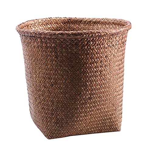 Lixo de tecido stobok pode palha retrô tecido lixo cesta redonda de palha redonda cesta de plantador de lixo