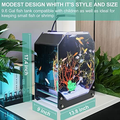 9,6 galão acrílico octogonal aquário criativo para desktop Aquário Paisagem Tanque ecológico para decoração de casa, escritório
