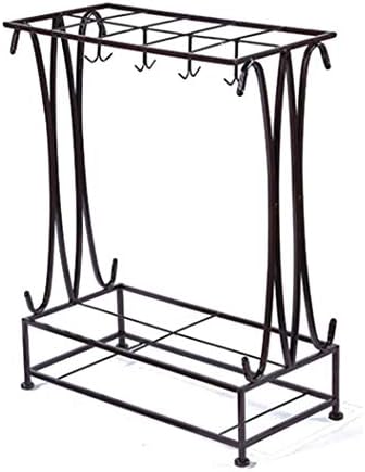 Base de guarda -chuva mtylx, metal com ganchos e mobília de decoração de bandeja de gotejamento