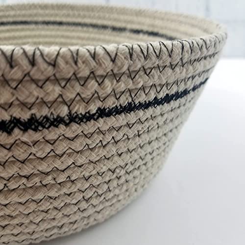 Tigela de cesta de corda de algodão natural, vários tamanhos, cesta de presentes feitos à mão