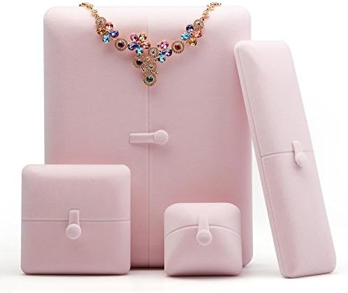 Caixa de jóias de veludo rosa oirlv caixa de embalagem grande colar de colar de armazenamento caixa