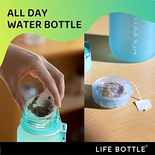 Garrafa de vida de 32 oz garrafa de água com alça. Tritan Fruit Infuser gire as garrafas de água com horários