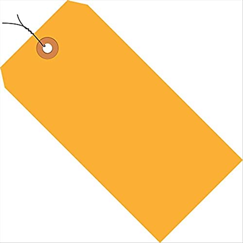 Tags de remessa com fio Aviditi, 4 1/4 x 2 1/8, 13 pt, laranja fluorescente, com ilhas reforçadas, para identificar