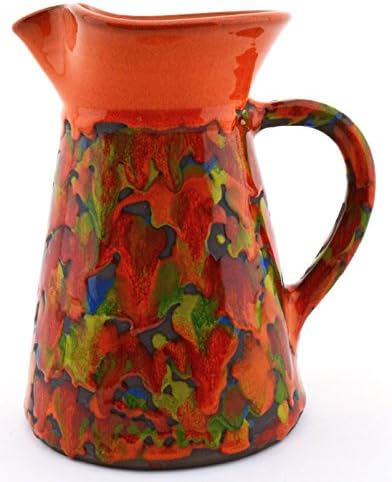 Art Escudellers Jug cerâmica feita à mão e pintada à mão com a decoração Xispejat Orange. 6,69 x 5,12 x 7,87