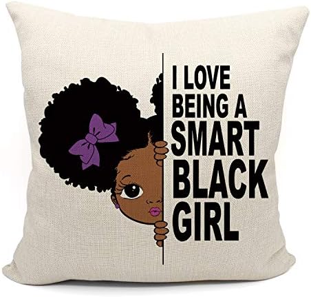 Adoro ser um travesseiro negro inteligente, presente afro -americano, presentes da filha, presente