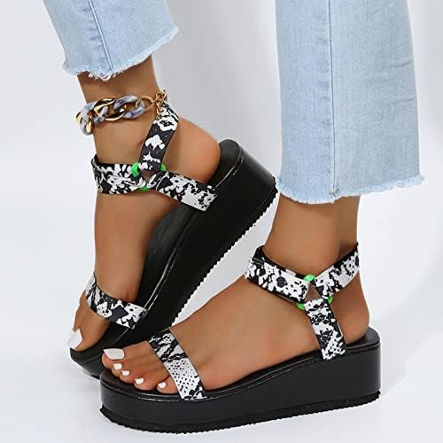 Ladies Fashion Summer Summer Sanvas colorido Tie Tye redonda Plataforma de cunha sandálias Sandálias de