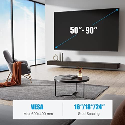 Montagem de parede de TV de inclinação da TV de tubulação para mais de 50 a 90 polegadas de até 165 lbs