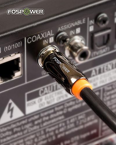 Cabo coaxial de áudio digital FospOwer [conectores de ouro 24K] Premium S/PDIF RCA Male para RCA