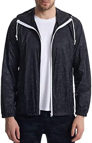 Lzlrun Lightning Padrão de jaqueta leve reflexiva com capuz para homens e mulheres Rave Clothing