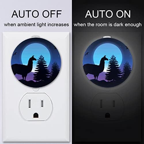 2 Pacote de plug-in Nightlight LED Night Llama Alpaca Llama com sensor do anoitecer para o quarto