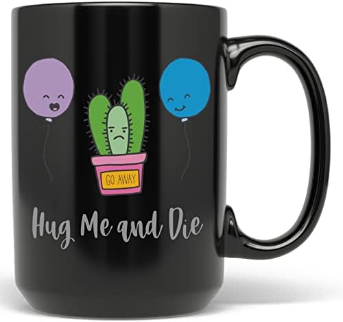 Pixidoodle anti -social sem abraços anti -namorados cactus caneca de café