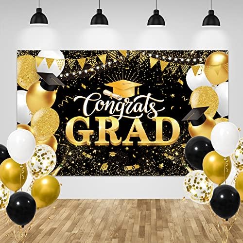 Rubfac 36pcs Decorações de festa de graduação 2023, Large Parabéns Banner Garland Centro de Photo+Balões,