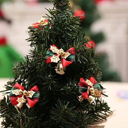 Ornamentos de natividade abaodam mini arco de natal com sinos de tecido ornamento bowknot decoração pendurada