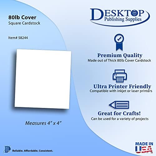 White Cardstock Squares - Papel de estoque de cartão quadrado - Capa de 80 lb grossa - para reabastecimento