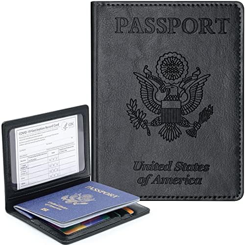 Combo de passaporte e portador de cartões de vacina, carteira de passaporte com slot para cartão de discos