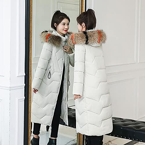 Casaco de algodão feminino Coloque de pele de inverno espessado em capuz de casaco de parka casaco de casaco