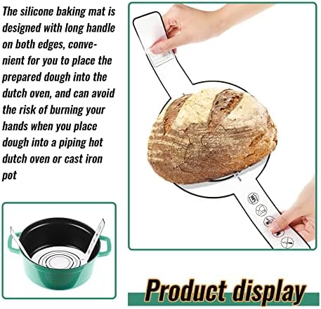 Banho de silicone para forno de forno holandês Banho de pão com alça longa Pão de silicone Sling 8,3 polegadas