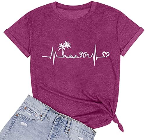 Camiseta de batimentos cardíacos para mulheres adoram camisetas gráficas de coração impressão camisetas