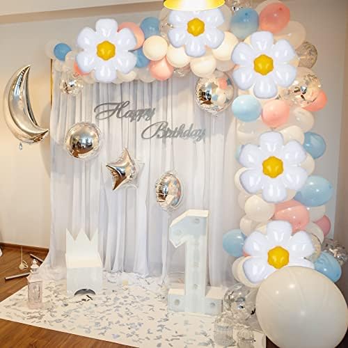 46 polegadas 8 PCs Daisy balões grandes folhas brancas de margarida mylar balões decorações de festa