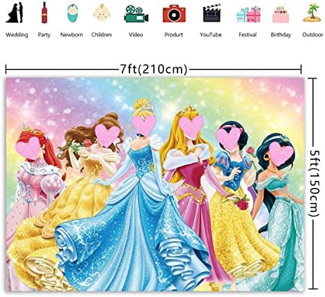 Princess Theme Photography Beddrop Princess Girl Dream Birthday Party Decoration Fantasy Princess Birthday Banner （7x5ft)
