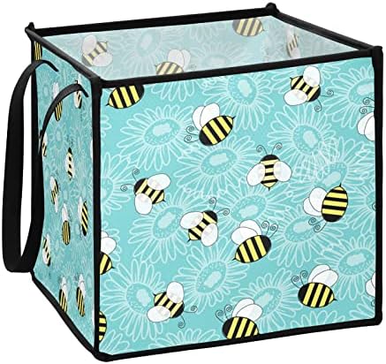 Flores KeePreal Marguerite Bees Bin Storage Bin com alças, cesta de armazenamento de organizador