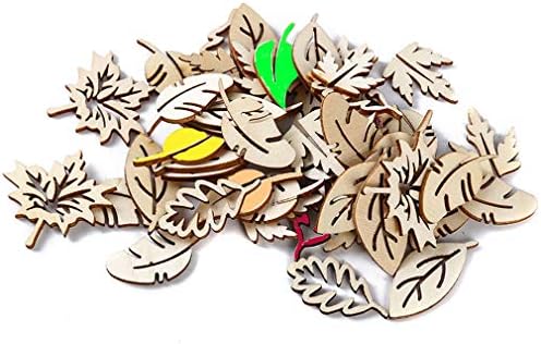Yunzee 50 peças enfeites de madeira cortes a laser folhas ornamentos formas naturais para mesa de casamento