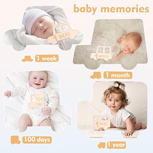 Promise Babe 15pcs Baby Monthly Milestone Cards Wooden Baby Milestone Signs Photo Aderetes com Bolsa de Casa