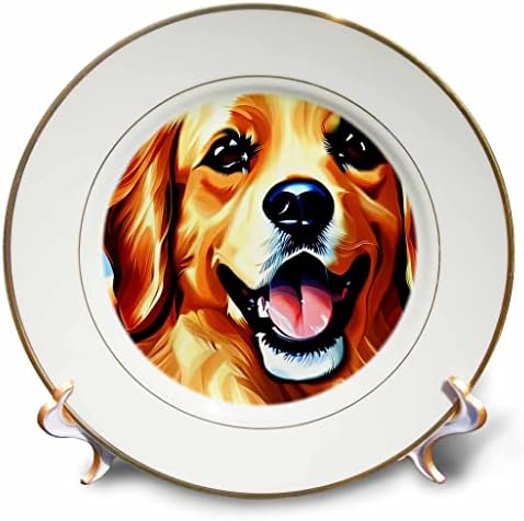 3drose wonderful Golden retriever cão rosto. Arte digital para amantes de cães - pratos
