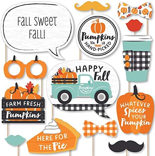 Big Dot of Happiness Happy Fall Truck - Harvest Pumpkin Party Photo Booth Props Kit - 20 contagem