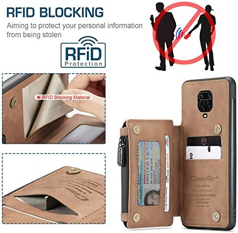 Caso de proteção compatível com o estojo da carteira Redmi Note 9S com suporte para cartão, slots