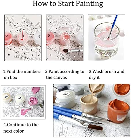 Wyneotuty Paint by Number for Adults Kids Beginners, pintura de acrílico DIY por kits de números, 16''lx20''w sem quadro