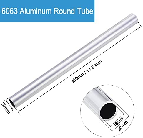 Tubo de alumínio, tubo redondo de alumínio 6063, 20 mm de 16 mm de 16 mm de alumínio interno interno