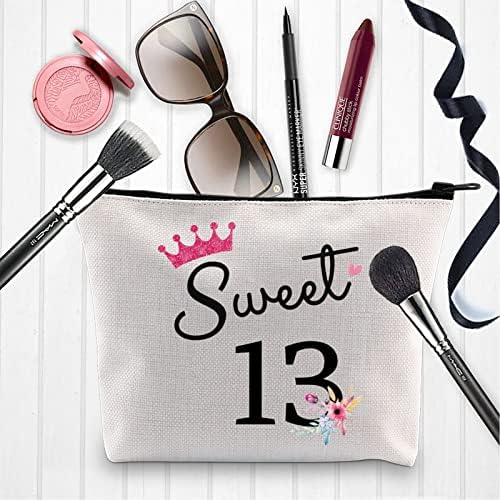 Xyanfa 13º aniversário bolsa de cosméticos 13º aniversário para meninas treze aniversário de