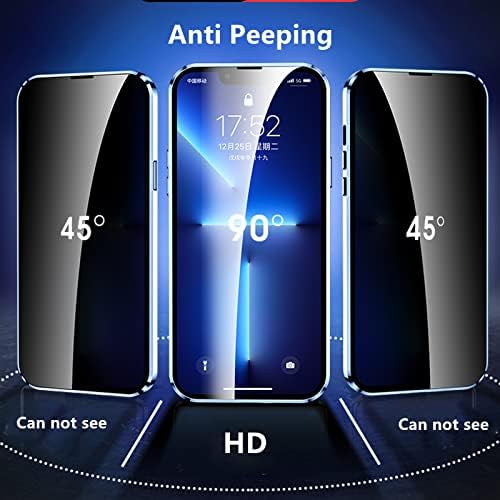 Jonwelsy Anti Peeping Case para iPhone 13 Pro, 360 graus de vidro de privacidade dianteiro e traseiro Tampa de vidro, tela anti -espião, pára -choque de metal de adsorção magnética anti Peep para iPhone 13 Pro