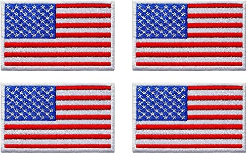 Pacote de poeira gráfica 4, 3,2x2 polegadas, EUA EUA Estados Unidos da América Flag bordou ferro bordado