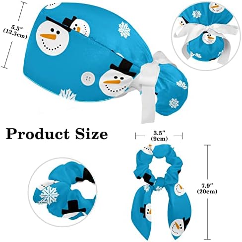 Tampa de esfoliação ajustável em boneco de neve de inverno com botões cabelos de arco e fita de