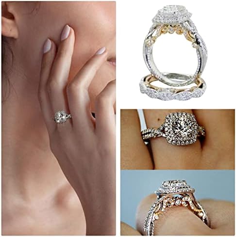 Ringos de moissanita para mulheres Praço quadrado de ouro Princesa anel de diamante dourado anel de noivado