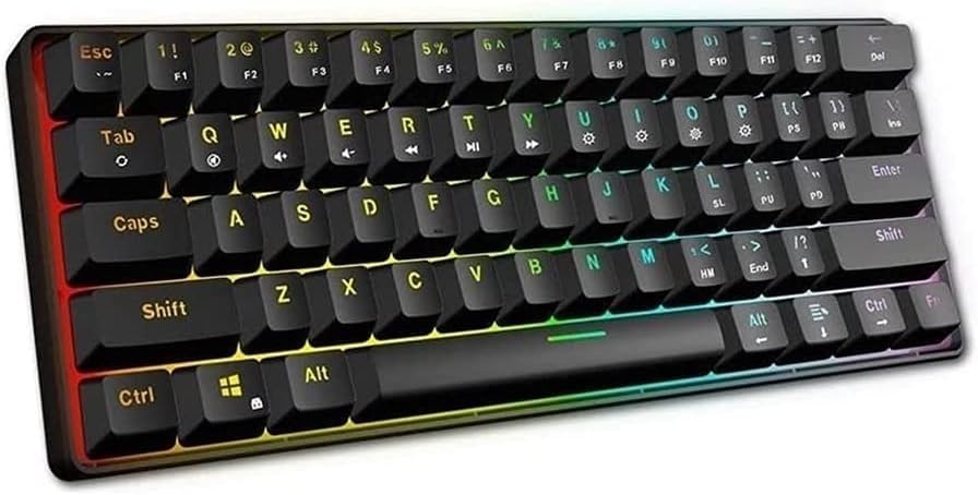 Teclado Sicunang, teclado de jogos mecânicos 61 Keys eixo óptico RGB Full colorido iluminamento do teclado mecânico
