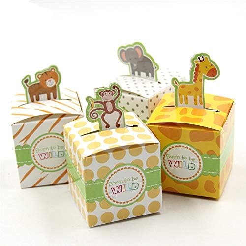 Lipfer 12pcs Animal Candy Gifts Box Boy Girl Girl Kids Birthday Chousel Favors Decoração de eventos