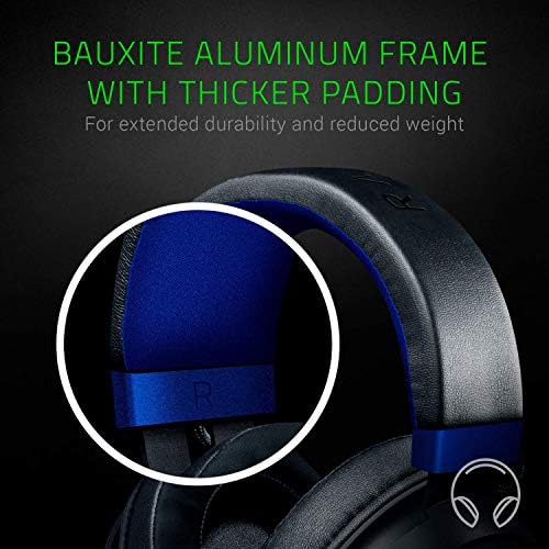 Razer Kraken Gaming Headset: quadro de alumínio leve - microfone de isolamento de ruído retrátil - para PC, PS4, Nintendo Switch - Jack de fone de ouvido de 3,5 mm - Black/Blue clássico