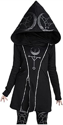 Jackets com capuz de casacos de casacos do LMSXCT Cardigan Black Vintage Moon Punk Punk Gothic Hoodie