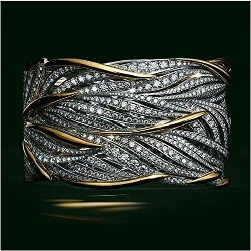 2023 Novo novo criativo banhado duas cores reais anel de zircão de ouro feminino anéis de noivado tamanho