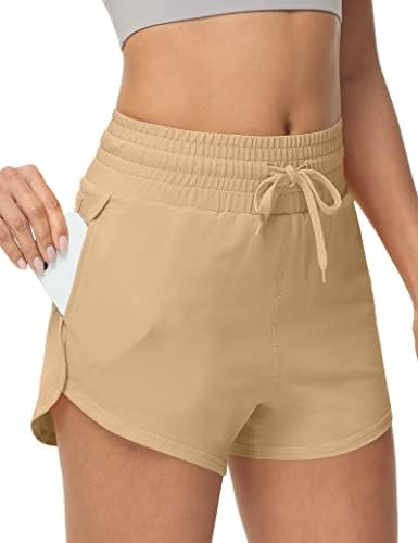 Shorts de algodão suor de URKEUF com bolsos de cintura alta de verão atlético de verão