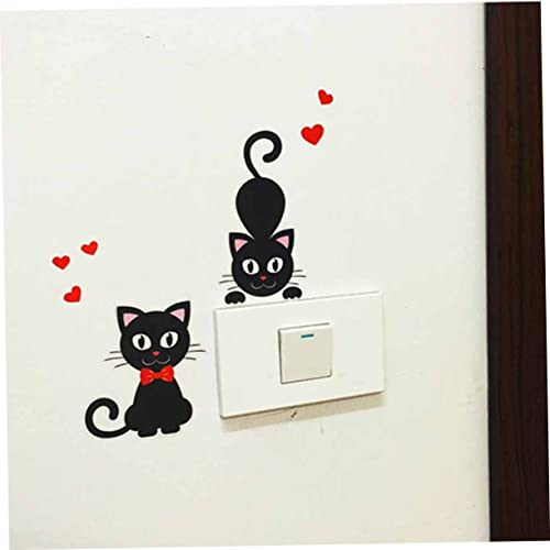 Garneck Home Decor Refrigerador Adesivo Adesivo adorável adesivo de gato adesivo de parede decorar mural doméstico preto switch switch 5pcs