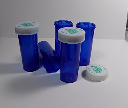 Prescrição plástica Blue frascos/garrafas 50 pacote com tampas 8 dram size-new