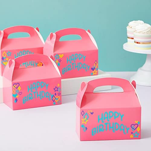 Blue Panda 24-Pack Pink Party Fome Boxes com alças, caixas de empena para favores de festa, aniversário