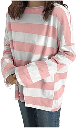 2023 Camisas de verão para mulheres, camisa engraçada com estampa casual solto e elegante pescoço redondo blusa de manga comprida