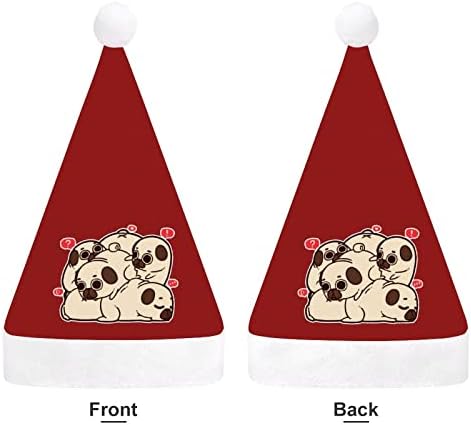 Engraçado Pug Christmas Hat Hat Papai Noel para adultos unissex Comfort Classic Xmas Cap para férias de