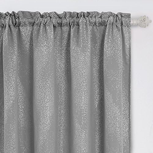 Deconovo Jacquard Painéis luxuosos cortinas de bolso de haste para quarto, 52x84in, cinza-mosaico