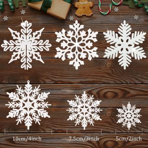 48pcs pendurados flocos de neve, Julmelon Glitter Snowflake Ornamentos